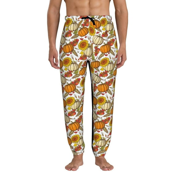 Kdxio Pumpkin Corn Daisy Pattern Joggers,Sweatpants for Men with Pockets-XX-Large
