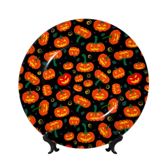 Kdxio Pumpkin Fallen Leaves Bone China Decorative Plate Ceramic Decorative Plate for Home Office Wall Stand Decorative Plates for Home Bedroom-10in