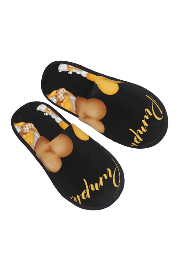 Pumpkin Pie Gnome Pattern Slippers for Women Memory Foam Fuzzy House Slippers Bedroom Non-slip Warm Womens Slippers