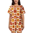 thumbnail image 1 of Kdxio Pumpkin Plaid Print Pajamas Sets for Women Short-Sleeved Pjs with Lounge Shorts Two Piece Sleepwear S-4XL, 1 of 5