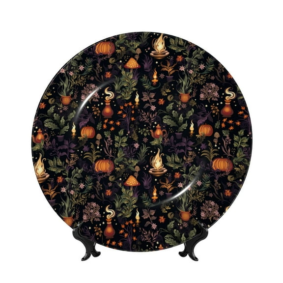 Kdxio Pumpkin Plant Garden Bone China Decorative Plate Ceramic Decorative Plate for Home Office Wall Stand Decorative Plates for Home Bedroom-8in