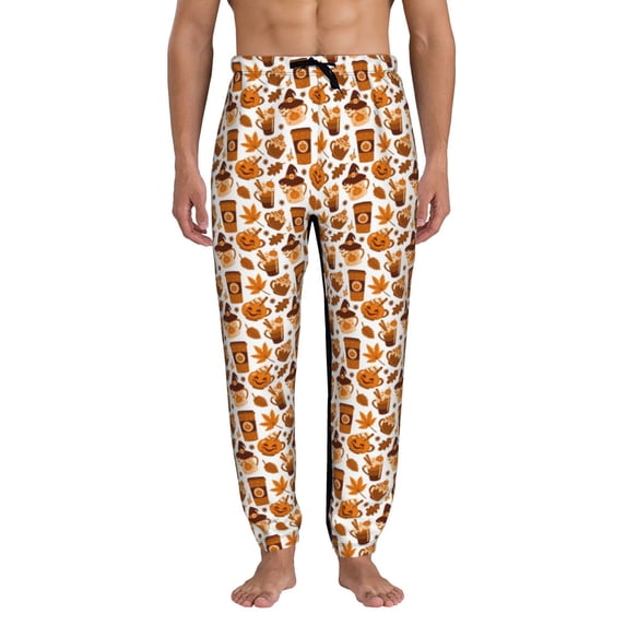Kdxio Pumpkin Witch Hat Coffee Pattern Joggers,Sweatpants for Men with Pockets-Medium