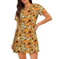 thumbnail image 1 of Kdxio Pumpkins And Sunflowers A Pattern Womens Short Sleeve Sleepshirt Scoopneck Cute Nightdress Ruffle Comfy Nightgown, 1 of 6