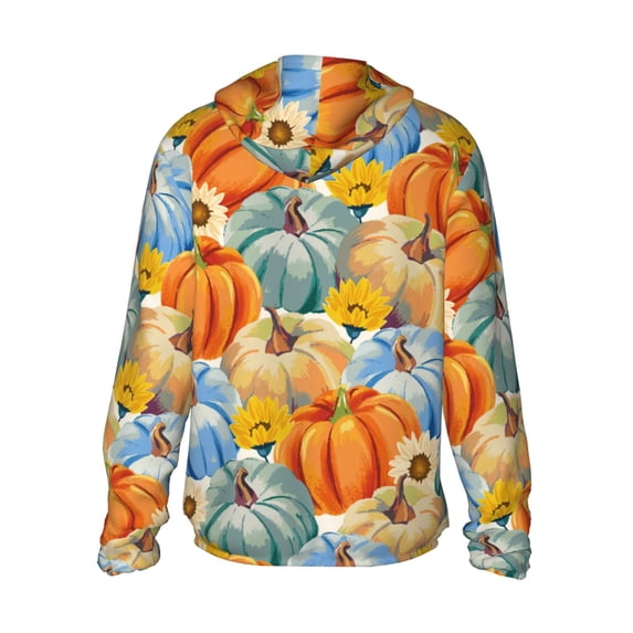 Kdxio Pumpkins Sunflowers Print Women Men Sun Protection UPF 50+ Jackets Zip Up Long Sleeve Hoodie Hiking Lightweight with Pockets