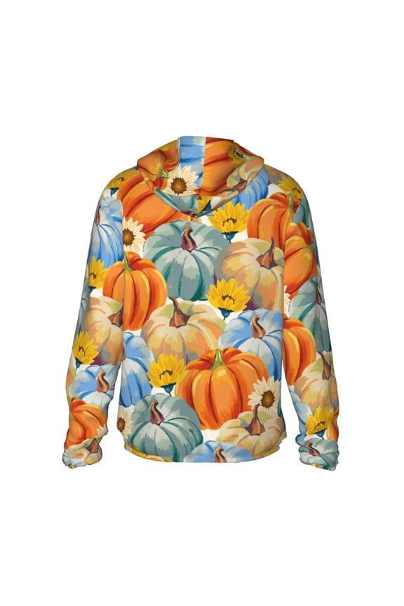 Pumpkins Sunflowers Print Women Men Sun Protection UPF 50+ Jackets Zip Up Long Sleeve Hoodie Hiking Lightweight with Pockets