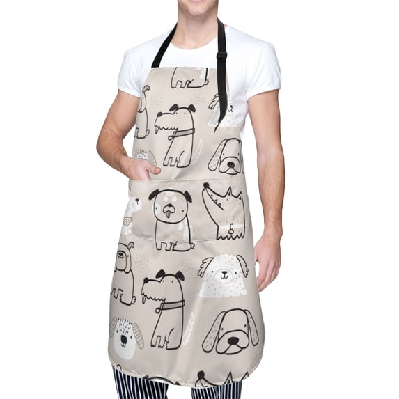 Kdxio Puppy Apron with Pockets Adjustable Kitchen Aprons for Men Women Waterproof Aprons for Cooking,Drawing,Crafting, Baking Household Cleaning