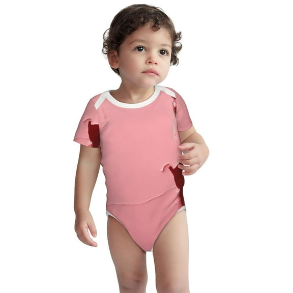 Kdxio Puppy Peeking Through Pink Pattern Unisex Baby Cotton Short Sleeve Bodysuits-3 Months