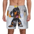thumbnail image 1 of Kdxio Puppy Sits In Bathtub Print Men's Swim Trunks with Compression Liner 7 Inch Inseam Quick Dry Swim Shorts, 1 of 5