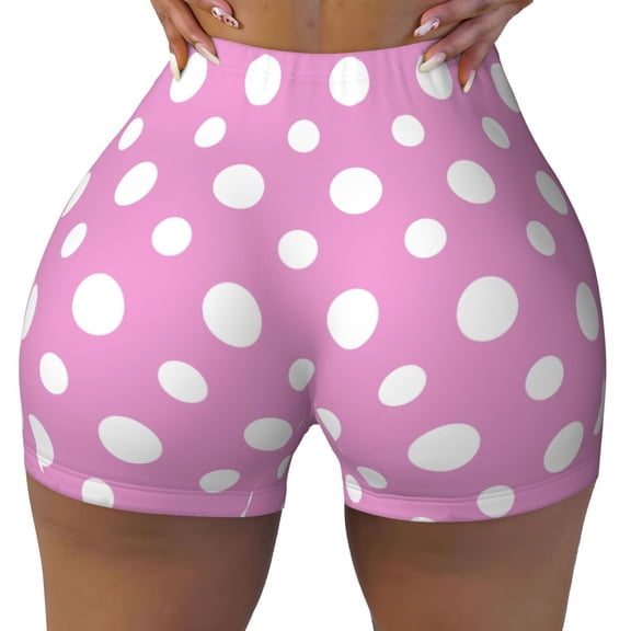 Kdxio Purple And White Polka Dot Print Workout Shorts for Women Seamless Soft Smooth Gym Yoga Scrunch Active Shorts