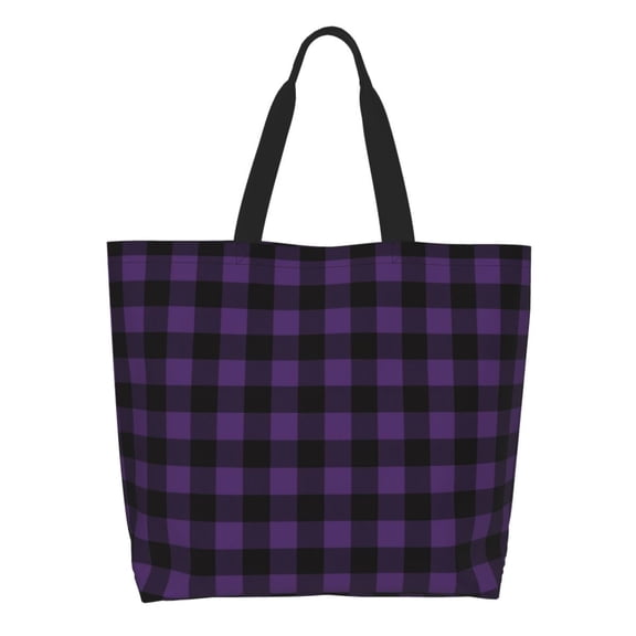 Kdxio Purple Black Plaid Casual Tote Bags Women Big Capacity Shoulder Bag for Women Travel Shoulder Bags Handbags