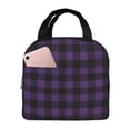 thumbnail image 1 of Kdxio Purple Black Plaid Print Insulated Lunch Bag,Reusable Tote Lunch Box for Women Men,Leakproof Cooler Lunch Bags for Work Office Travel Picnic, 1 of 6