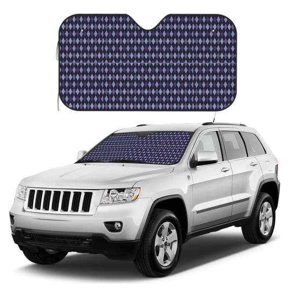 Kdxio Purple and Blue Squares Print Windshield Sun Shade, Foldable Sun Blocker for Car,Truck,SUV Automotive Interior Sun Protection,Reflective Shade for Front Windshield(Medium)