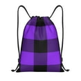 thumbnail image 1 of Kdxio Purple Buffalo Plaid Print Drawstring Backpack Bag,Waterproof Draw String Back Sack, Gym Drawstring Bags Swim Bag For Unisex, 1 of 9