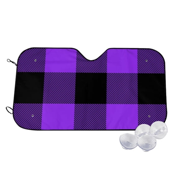 Kdxio Purple Buffalo Plaid Print Windshield Sun Shade,UV Rays and Sun Heat Protection,Sunshade for Car Windshield,Car Shade Front Windshield - Small
