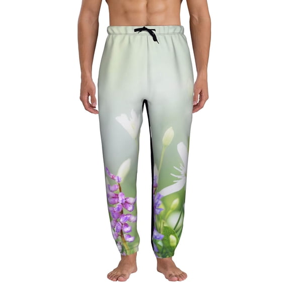Kdxio Purple Butterfly On Wild Pattern Joggers,Sweatpants for Men with Pockets-3X-Large