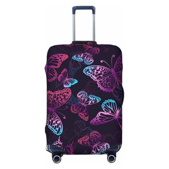 Kdxio Purple Butterfly Pattern Luggage Cover for Travel,Elastic and Durable,Fits 18-32 Inch,Anti-Scratch Suitcase Protector