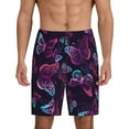 thumbnail image 1 of Kdxio Purple Butterfly Print Mens Sleep Shorts Bottoms Soft Comfy Pajama Wear Pants with Drawstring Pockets, 1 of 7