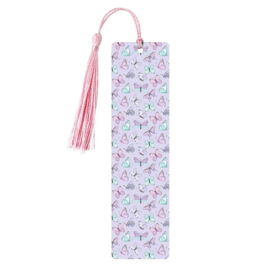 Kdxio Purple Butterfly Print Metal Tassel Bookmarks,Perfect Gift for Art Lovers and Bookworms Metal Bookmarks for Women
