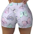 thumbnail image 1 of Kdxio Purple Butterfly Print Workout Shorts for Women Seamless Soft Smooth Gym Yoga Scrunch Active Shorts, 1 of 9