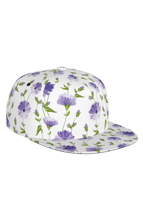 Purple Chicory Print Snapback Hat for Men Women,Adjustable Baseball Cap