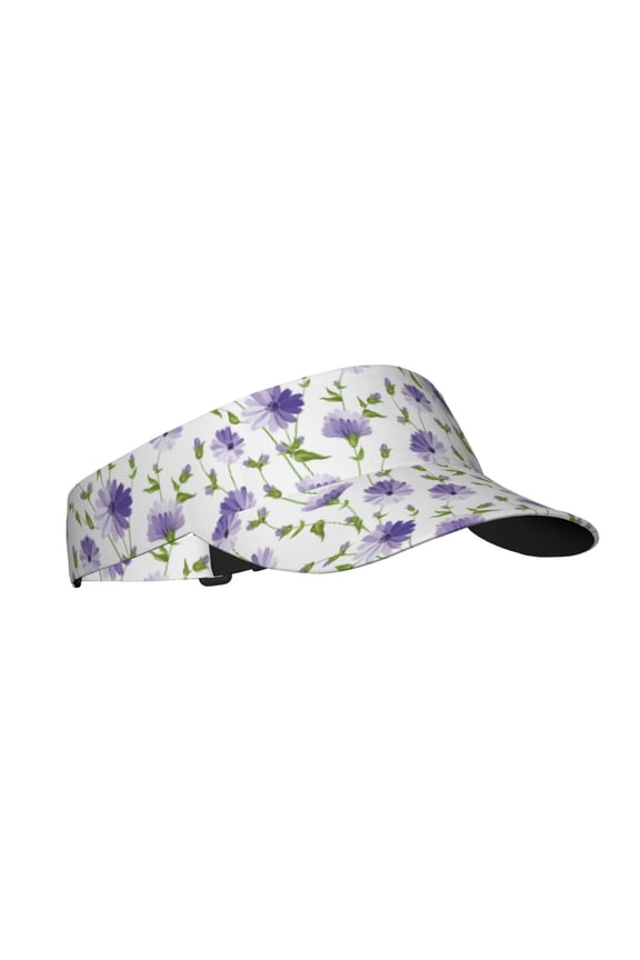 Purple Chicory Print Sun Visor Hat Golf Visor Adjustable Velcro Outdoor Sports Cap for Men Women