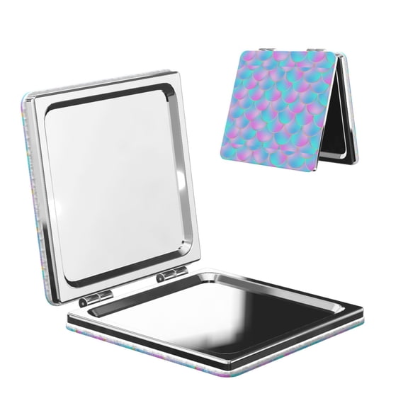 Kdxio Purple Dragon Scales Pocket Mirror, 1X/2X Travel Makeup Mirror 2-Sided Folding Small Mirror Portable Double-Sided Magnifying Cosmetic Mirror for Gift-Square