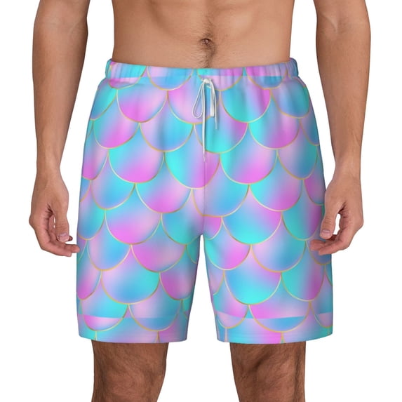 Kdxio Purple Dragon Scales Print Men'S Swim Trunks With Compression Liner 7 Inch Inseam Quick Dry Swim Shorts