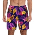 thumbnail image 1 of Kdxio Purple Flower Print Men'S Swim Trunks With Compression Liner 7 Inch Inseam Quick Dry Swim Shorts, 1 of 7