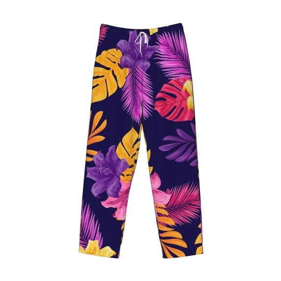 Kdxio Purple Flower Print Men's Sleep Pajama Pant Lounge Pants with Pockets