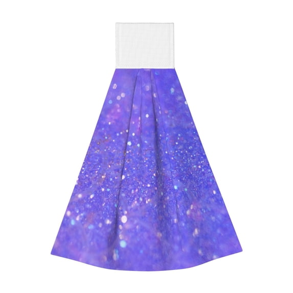 Kdxio Purple Glitter Hand Towel with Loop Hanging Towel Absorbent Tie Towels for Kitchen Tea Bar Bathroom Decor