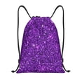 thumbnail image 1 of Kdxio Purple Glitter Print Drawstring Backpack Bag,Waterproof Draw String Back Sack, Gym Drawstring Bags Swim Bag For Unisex, 1 of 9
