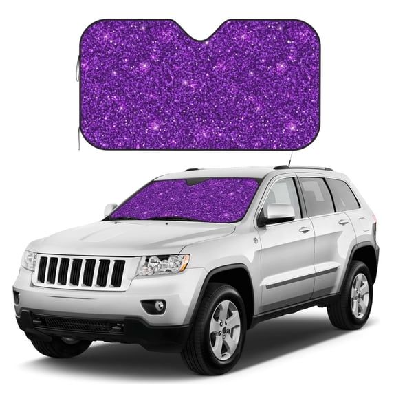 Kdxio Purple Glitter Print Windshield Sun Shade, Foldable Sun Blocker for Car,Truck,SUV Automotive Interior Sun Protection,Reflective Shade for Front Windshield(Small)
