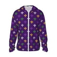 thumbnail image 1 of Kdxio Purple Mardi Gras Print Women Men Sun Protection UPF 50+ Jackets Zip Up Long Sleeve Hoodie Hiking Lightweight with Pockets, 1 of 8