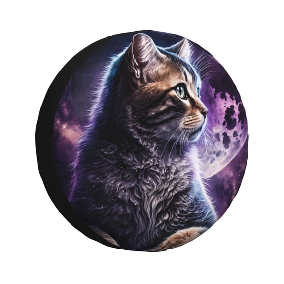 Kdxio Purple Moon Cat for Tire Cover Wheel Protectors Tyre Covers Weatherproof Wheel Covers Universal Fit for Trailer Rv SUV Truck Camper Travel Trailers 15 inch
