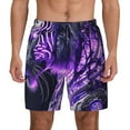 thumbnail image 1 of Kdxio Purple Pattern White Tiger Print Men's Swim Trunks with Compression Liner 7 Inch Inseam Quick Dry Swim Shorts, 1 of 5