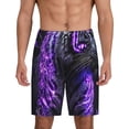 thumbnail image 1 of Kdxio Purple Plant White Tiger Print Mens Sleep Shorts Bottoms Soft Comfy Pajama Wear Pants with Drawstring Pockets, 1 of 5