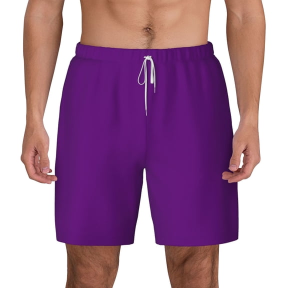 Kdxio Purple Print Men'S Swim Trunks With Compression Liner 7 Inch Inseam Quick Dry Swim Shorts