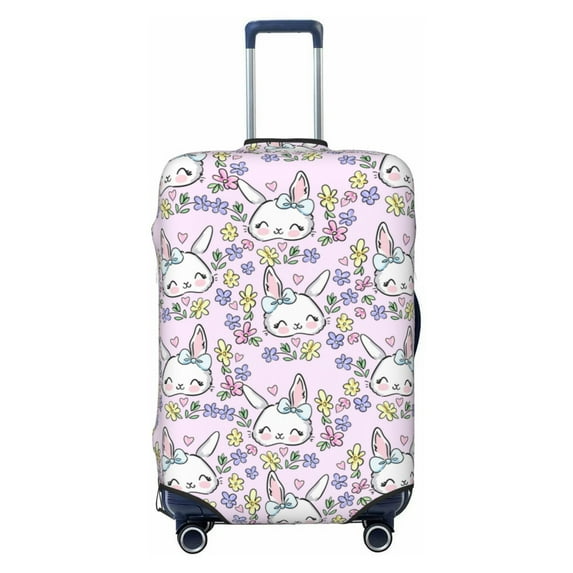 Kdxio Purple Rabbit Pattern Luggage Cover for Travel,Elastic and Durable,Fits 18-32 Inch,Anti-Scratch Suitcase Protector