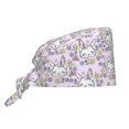 thumbnail image 1 of Kdxio Purple Rabbit Pattern Turban Hat for Women Men Comfortable Adjustable Cleaning Working Cap with Sweatband, 1 of 8