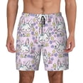 thumbnail image 1 of Kdxio Purple Rabbit Print Men's Swim Trunks with Compression Liner 7 Inch Inseam Quick Dry Swim Shorts, 1 of 7