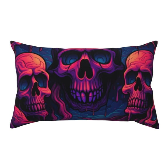 Kdxio Purple-Red Skull Pattern Pillowcase with Envelope Closure,20" x 36" Pillow Cases,Gifts for Men or Women-No pillow