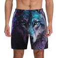 thumbnail image 1 of Kdxio Purple Sky Wolf Print Men's Swim Trunks with Compression Liner 7 Inch Inseam Quick Dry Swim Shorts, 1 of 5