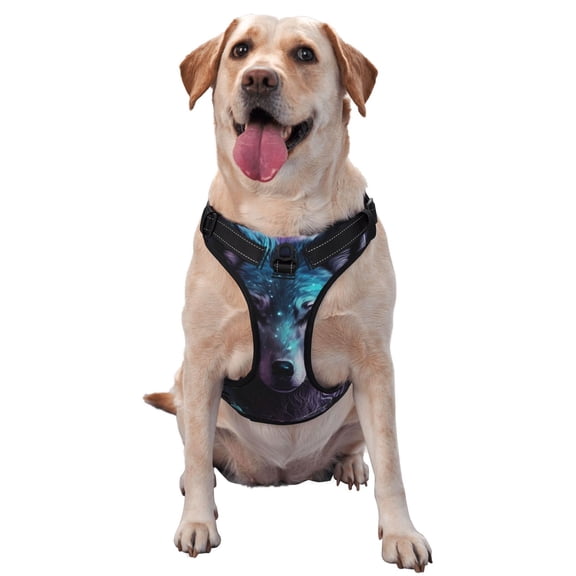 Kdxio Purple Sky Wolf Print No Pull Dog Harness Adjustable Reflective Oxford Easy Control Medium Large Dog Harness for Training and Everyday-Large
