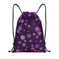 thumbnail image 1 of Kdxio Purple Snow Flakes Print Drawstring Backpack Bag,Waterproof Draw String Back Sack, Gym Drawstring Bags Swim Bag For Unisex, 1 of 5