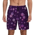 thumbnail image 1 of Kdxio Purple Snow Flakes Print Men's Swim Trunks with Compression Liner 7 Inch Inseam Quick Dry Swim Shorts, 1 of 5
