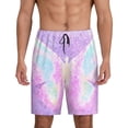 thumbnail image 1 of Kdxio Purple Sparkling Butterfly Print Mens Sleep Shorts Bottoms Soft Comfy Pajama Wear Pants with Drawstring Pockets, 1 of 5