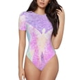 thumbnail image 1 of Kdxio Purple Sparkling Butterfly for Women's Short-Sleeved Onesie Stylish Round Neck Pajamas Bodysuit Jumpsuit Nightwear-XX-Large, 1 of 7
