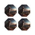 thumbnail image 1 of Kdxio Pyramid Desert Cat Funny Coasters,4 Pcs Leather Coasters,Housewarming Gifts,Protect Furniture from Water Marks Scratch and Damage, 1 of 6