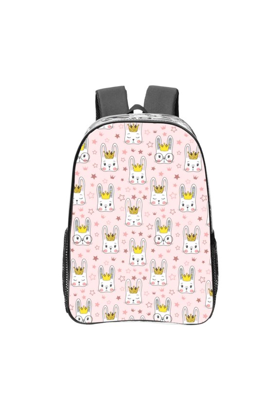 Queen For Rabbit Clear Backpack, Transparent Bookbag for School for Women Men, Capacity Clear Bag for College, Travel