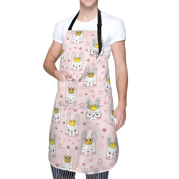 Kdxio Queen For Rabbit Apron with Pockets Adjustable Kitchen Aprons for Men Women Waterproof Aprons for Cooking,Drawing,Crafting, Baking Household Cleaning